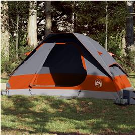 vidaXL Tenda familiar cúpula para 6 pessoas impermeável cinza/laranja