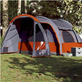 vidaXL Tenda familiar para 6 pessoas impermeável cinzento/laranja