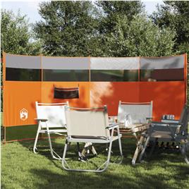 vidaXL Corta-vento de campismo 366x152x152cm impermeável cinza/laranja