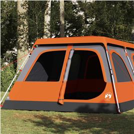 vidaXL Tenda familiar cúpula 8 pessoas libertação rápida cinza/laranja