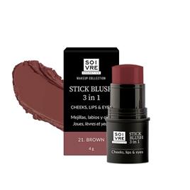 Blush 3 EN 1 stick Colorete Labios y Ojos Color Brown 4Gr