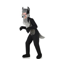 Fato de lobo peludo preto para criança