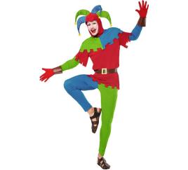 Fato de bobo medieval colorido para homem