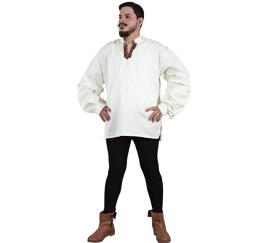 Camisa branca de estalajadeiro medieval para homens