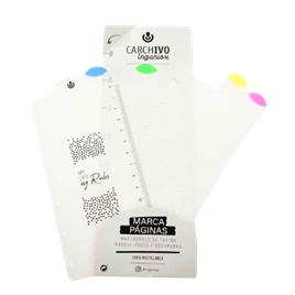 Carchivo - Marca Páginas Ingeniox, PP, Transparente, Neon, 4 Posições