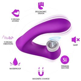ARMONY - SECRETKISS LICKING CLITÓRIS VIBRATÓRIO E VIBRADOR CURVO ROXO