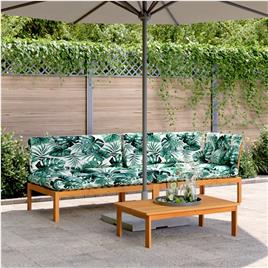 vidaXL 3 pcs móveis de paletes p/ jardim c/ almofadões acácia maciça