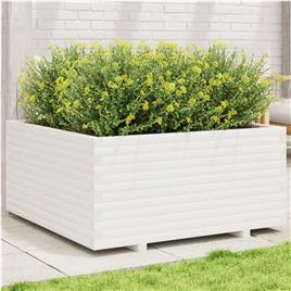 vidaXL Vaso/floreira de jardim 100x100x49,5 cm pinho maciço branco