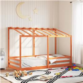 vidaXL Cama infantil com telhado 90x200 cm pinho maciço castanho-mel