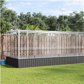 vidaXL Aviário com extensão 1246x207x212 cm aço prateado