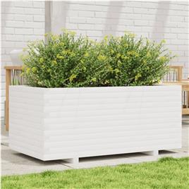 vidaXL Vaso/floreira de jardim 110x60x49,5 cm pinho maciço branco