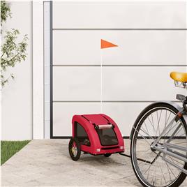 vidaXL Reboque bicicleta animais tecido oxford/ferro vermelho