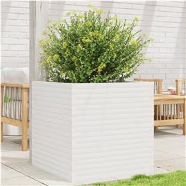 vidaXL Vaso/floreira de jardim 70x70x68,5 cm pinho maciço branco