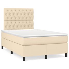 vidaXL Cama boxspring com colchão 120x190 cm tecido cor creme