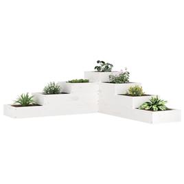 vidaXL Floreira com 4 níveis 106x104,5x36 cm pinho maciço branco
