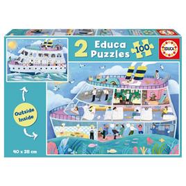 Educa - Puzzle 2X100 Peças Barco Dentro e Fora