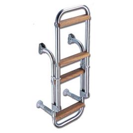 Trem 4 Wood Steps Stainless Steel Ladder Prateado 28 x 107 cm