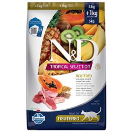 Farmina N&d Tropical Selection 4+1kg Neutered Cat Food With Lamb Transparente