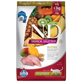 Farmina N&d Tropical Selection 4+1kg Neutered Cat Food With Chicken Transparente