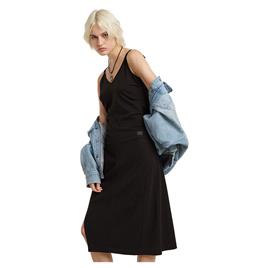 G-star Spaghetti Strap Slit Sleeveless Dress Preto XS Mulher