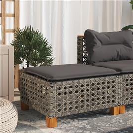 vidaXL Banco de jardim com almofadão 63,5x56x32 cm vime PE cinzento