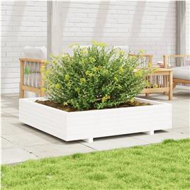 vidaXL Vaso/floreira de jardim 110x110x26,5 cm pinho maciço branco