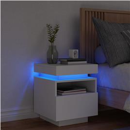 vidaXL Mesa de cabeceira com luzes LED 40x39x48,5 cm branco