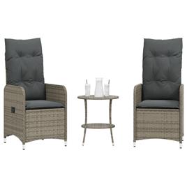 vidaXL Cadeiras jardim reclináveis 2 pcs com mesa vime PE cinzento