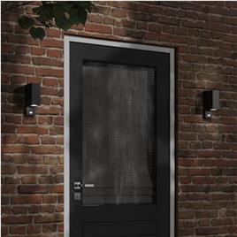 vidaXL Candeeiros parede p/ exterior c/ sensor 2 pcs alumínio preto