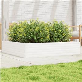 vidaXL Vaso/floreira de jardim 110x110x23 cm pinho maciço branco