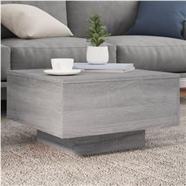 vidaXL Mesa de centro com luzes LED 55x55x31 cm cinzento sonoma