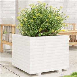 vidaXL Vaso/floreira de jardim 60x60x49,5 cm pinho maciço branco