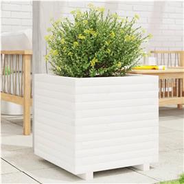 vidaXL Vaso/floreira de jardim 50x50x49,5 cm pinho maciço branco