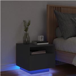 vidaXL Mesa de cabeceira com luzes LED 40x39x37 cm preto