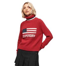 Superdry Americana Knit High Neck Sweater Vermelho 2XS Mulher
