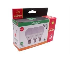 Pack de 3 lâmpadas led esferica e14 6w 3000k