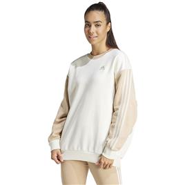 Adidas 3 Stripes Fl Os Sweatshirt Beige S-M Mulher