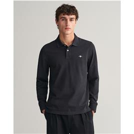 Gant Reg Shield Rugger Long Sleeve Polo Preto L Homem