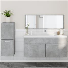 vidaXL 3 pcs conj. móveis casa banho derivados madeira cinza cimento
