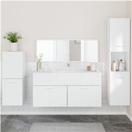 vidaXL 4 pcs conjunto móveis casa de banho derivados de madeira branco