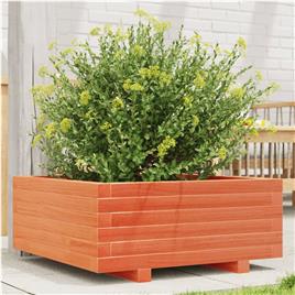 vidaXL Vaso/floreira de jardim 60x60x26,5 cm pinho maciço castanho-mel