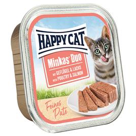 Happy Cat Minkas Duo em paté - Aves e salmão 16 x 100 g