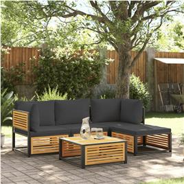 vidaXL 5 pcs conjunto de sofás de jardim com almofadões acácia maciça