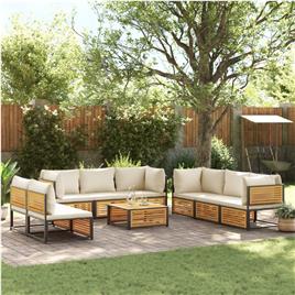 vidaXL 9 pcs conjunto de sofás de jardim com almofadões acácia maciça