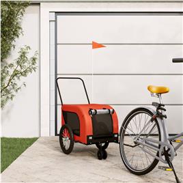 vidaXL Reboque bicicleta p/ animais tecido oxford/ferro laranja/preto