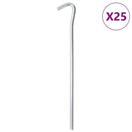 vidaXL Estacas para tenda 25 pcs 23 cm Ø7 mm aço galvanizado