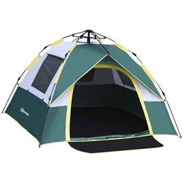 Tenda de Campismo para 3 Pessoas com 1 Porta 3 Janelas Bolsa de Transporte e Abertura Automática 205x195x135 cm