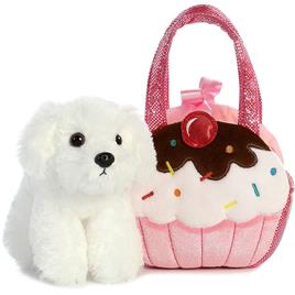 Fancy Pals Aurora Dog In A Cupcake Bag Teddy Rosa 20 cm