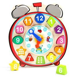 Topbright Wooden Shape Sorting Clock Doll