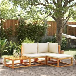 vidaXL 4 pcs conjunto de sofás de jardim com almofadões acácia maciça